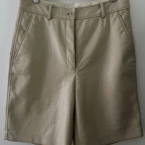 Babaton faux Leather Bermuda Shorts - Beige